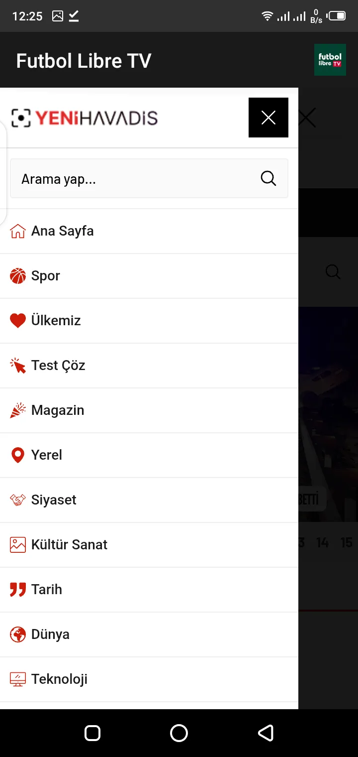 Screenshot of Futbol Libre 2 live scores and match tracking view